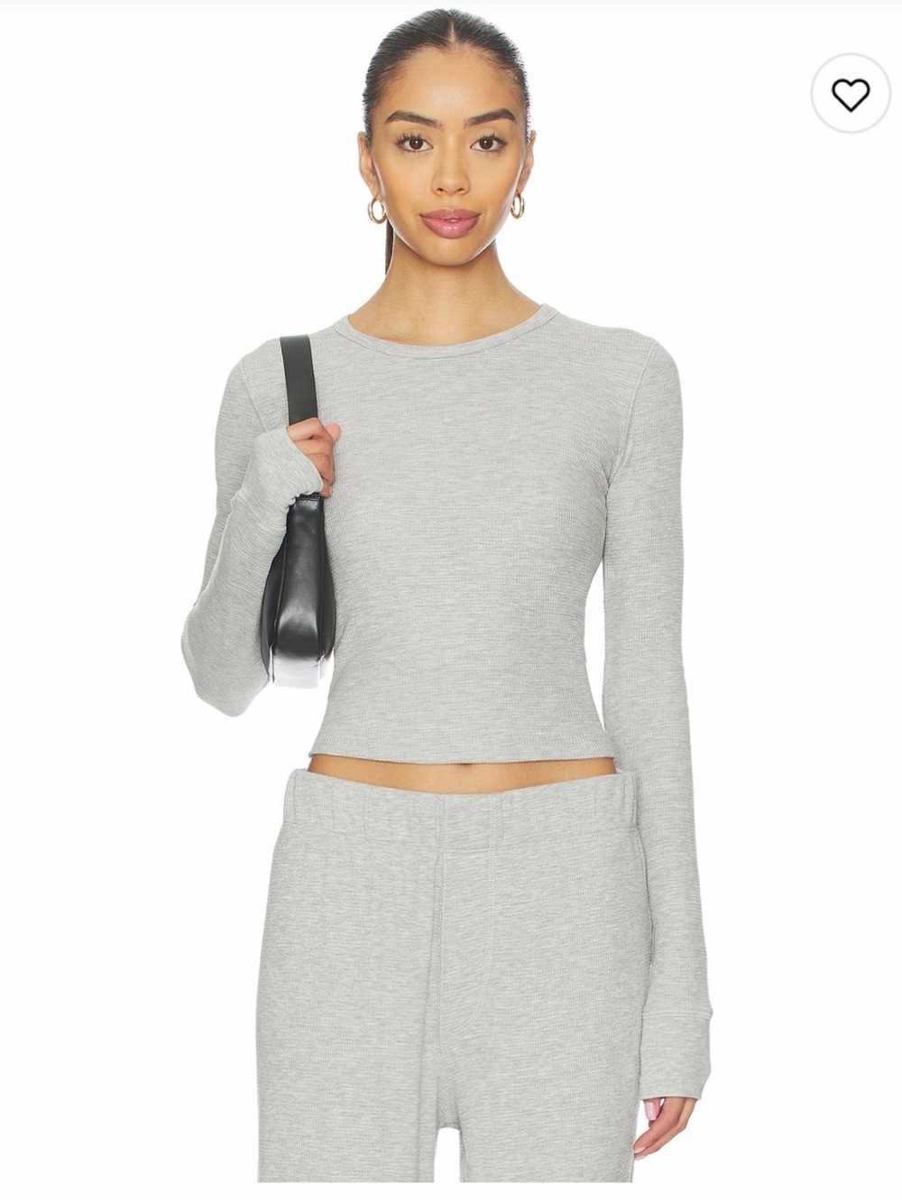 Eterne Thermal Long Sleeve Crop Top in Heather Gray